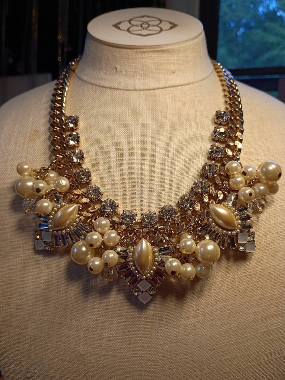 Gold Pearl Cluster Statement Necklace - Women Jewelry